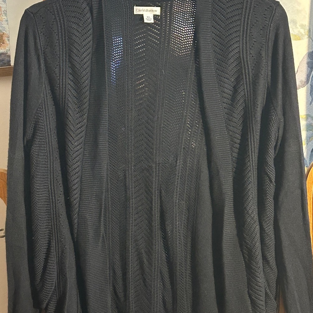 Croft & Barrow Black Open-Front Cardigan